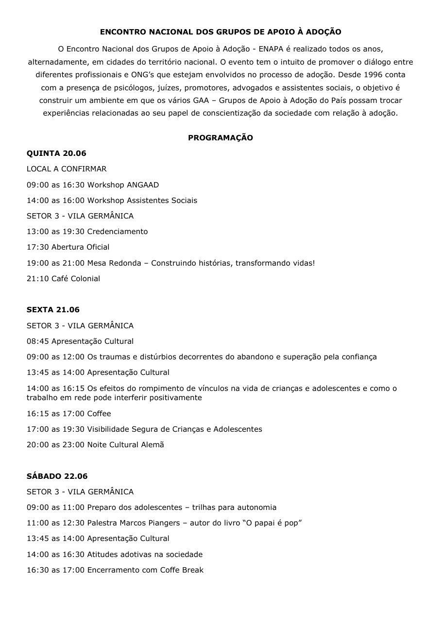 Registro visual de Programação oficial — XXIV ENAPA 2019